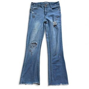 Wallflower Girls Distressed Flare Blue Jeans - Size 16